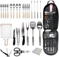 🏕️ lccxume 27pcs camping cooking set: stainless steel essentials for outdoor bbq, hiking, and travel logo