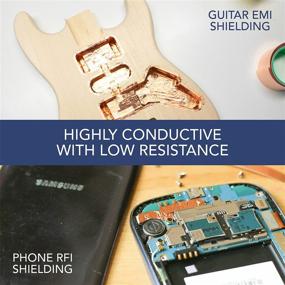 img 2 attached to 🔌 Copper Foil Tape 1 Inch x 66ft | EMI Shielding, Guitar Cavity, Electrical Conductivity | Soldering, Stained Glass | Conductive Adhesive for Enhanced Performance