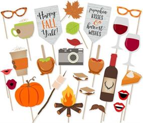 img 1 attached to 🎃 LASLU Fall Photo Booth Props - Featuring Pumpkin Kisses and Harvest Wishes - Set of 26pcs