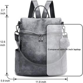 img 2 attached to 👜 Stylish Convertible Backpack Purse | Vintage Vegan Leather Shoulder Bags for Women | Fashionable Travel Bag & Book Bag | Taupe Girls Purses