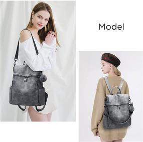 img 3 attached to 👜 Stylish Convertible Backpack Purse | Vintage Vegan Leather Shoulder Bags for Women | Fashionable Travel Bag & Book Bag | Taupe Girls Purses