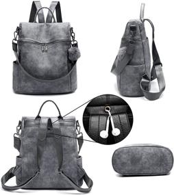 img 1 attached to 👜 Stylish Convertible Backpack Purse | Vintage Vegan Leather Shoulder Bags for Women | Fashionable Travel Bag & Book Bag | Taupe Girls Purses