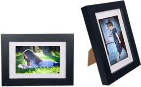 img 4 attached to 🖼️ FUNTRESS 4x6 Picture Frame Collage | Wall Hanging Wood Photo Frame with Mat | Family Living Room Display (2, 4x6 Black)