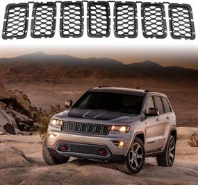 img 4 attached to Matte Black Mesh Grille Inserts for Jeep Grand Cherokee 2017-2021 | 7PCs