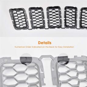 img 1 attached to Matte Black Mesh Grille Inserts for Jeep Grand Cherokee 2017-2021 | 7PCs