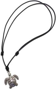 img 3 attached to 🐢 Moose546 Sea Turtle Lucky Pendant on Black Adjustable Cord Necklace | Boho Unisex Jewelry – DCN-023