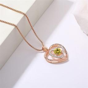 img 3 attached to 💖 JD&P 18K Rose Gold Plated Forever Love Heart Pendant Necklace – Birthstone Cubic Zirconia, 18+2 Inch