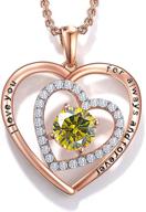 💖 jd&p 18k rose gold plated forever love heart pendant necklace – birthstone cubic zirconia, 18+2 inch logo