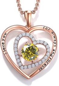 img 4 attached to 💖 JD&P 18K Rose Gold Plated Forever Love Heart Pendant Necklace – Birthstone Cubic Zirconia, 18+2 Inch