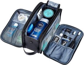 img 3 attached to 💼 ZEEMO Enlarged Water-resistant Dopp Kit for Men, Full Open Design - Perfect Travel Toiletry Bag for Long Trips