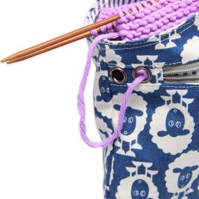 img 1 attached to Large Teamoy Knitting Tote Bag with Sheep Design - Travel-friendly Wrist Bag for 14-inch Knitting Needles, Yarn, and Crochet Supplies - Lightweight and Perfect Size for On-The-Go Knitting
