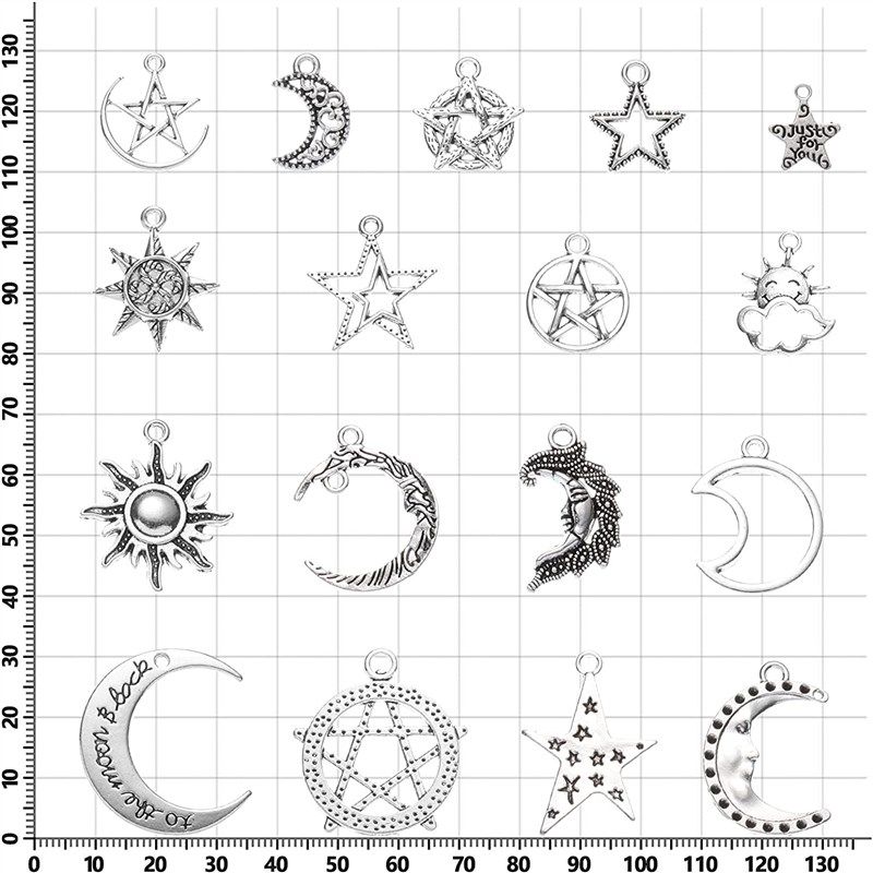 JIALEEY Celestial Mixed Sun Moon Star Charms, Wholesale Bulk Lots Antique  Alloy Charms Pendants DIY for Necklace Bracelet Jewelry Making and  Crafting