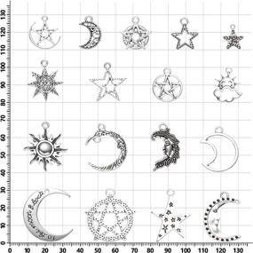 img 2 attached to 🌞 136-Piece Assorted Sun, Star, and Moon Charms Set for Jewelry Making - Gold Plated and Tibetan Silver Celestial Pendants for DIY Earrings, Necklaces, Bracelets, Crafts