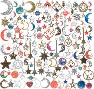 🌞 136-piece assorted sun, star, and moon charms set for jewelry making - gold plated and tibetan silver celestial pendants for diy earrings, necklaces, bracelets, crafts logo