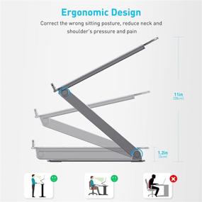 img 2 attached to 🖥️ Almoz Laptop Stand: Ergonomic Adjustable Height Aluminum Riser for Desk - Space Grey