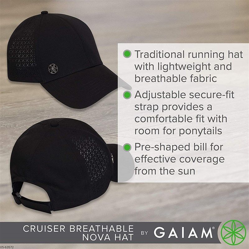 Gaiam Women's Hat-Breathable Ball Cap, Pre-Shaped Bill, Adjustable