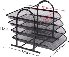 img 3 attached to 📚 Xerhnan 4 Tier Desktop Document Letter Tray Organizer – Metal Mesh File Holder for Office and Home – Black Desk Organizer