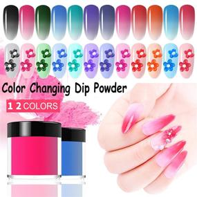 img 3 attached to 🌈 2 in 1 Acrylic/Dipping Powder Set: 12 Colors Thermal Acrylic Nail Powder - Temperature Change Dip Powder DIY Starter Set