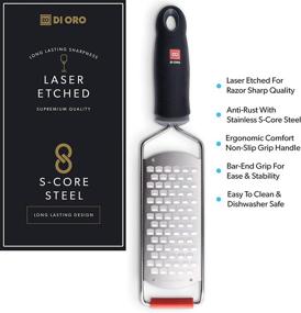 img 3 attached to 🧀 DI ORO Stainless Steel Handheld Cheese Grater – Ergonomic Non-Slip Handle and Ultra-Sharp Blades – Effortlessly Grates Various Cheeses, Fruits, Vegetables, and Beyond – Dishwasher Safe and Simple to Clean