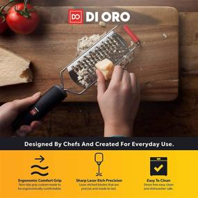 img 2 attached to 🧀 DI ORO Stainless Steel Handheld Cheese Grater – Ergonomic Non-Slip Handle and Ultra-Sharp Blades – Effortlessly Grates Various Cheeses, Fruits, Vegetables, and Beyond – Dishwasher Safe and Simple to Clean