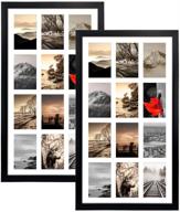 display cherished moments with 12 opening 4x6 black collage picture frames - set of 2! showcase your 6x4 photos elegantly with white mat design. логотип