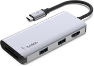 🔌 belkin usb c hub: 5-in-1 multiport adapter dock with 4k hdmi, usb a 3.1, sd card slot for macbook pro, air, ipad pro, xps & more логотип