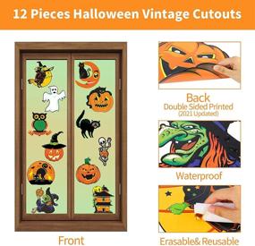img 1 attached to Large Size Vintage Halloween Cutouts - 12 Piece Durable Cardboard Classic Artwork Cut Outs, Old Style Halloween Elements Posters for Window Wall Decor and Supplies
