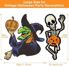 img 3 attached to Large Size Vintage Halloween Cutouts - 12 Piece Durable Cardboard Classic Artwork Cut Outs, Old Style Halloween Elements Posters for Window Wall Decor and Supplies