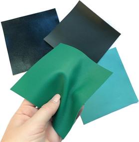 img 2 attached to ✂️ Premium Green Scrap Leather Sheets: Set of 4 Genuine Leather Hide Pieces for Crafting - 5x5 Inches / 12x12 Centimeters