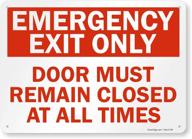 smartsign emergency exit only - door must remain closed at all times sign (10&#34 logo