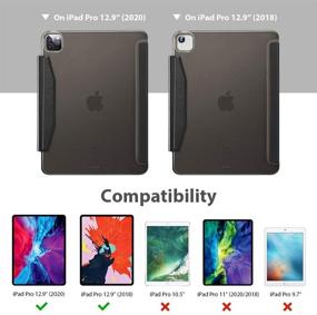 img 3 attached to ESR Yippee Trifold Smart Case for iPad Pro 12.9 2020 with Screen Protector - Black: Auto Sleep/Wake, Pencil Wireless Charging Support, Lightweight Stand Cover with Clasp