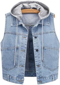 img 4 attached to Hixiaohe Womens Casual Distressed Sleeveless Women's Clothing and Coats, Jackets & Vests