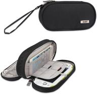 bubm dual compartment storage case for ps vita and psp, protective carrying bag, portable travel organizer compatible with psv and other accessories, black logo