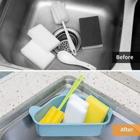 img 3 attached to 🧽 Teamkio Kitchen Sink Caddy with Adhesive, Sink Strainer Basket, Triangular Adhesive Kitchen Sponge Holder – Multifunctional