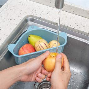 img 2 attached to 🧽 Teamkio Kitchen Sink Caddy with Adhesive, Sink Strainer Basket, Triangular Adhesive Kitchen Sponge Holder – Multifunctional