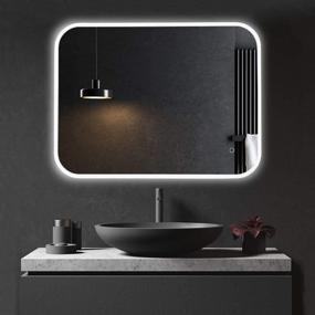 img 3 attached to 🪞 24x32 Inch LED Bathroom Vanity Mirror - Wall Mounted Horizontal/Vertical Makeup Mirror with Light, 3-Color Dimmable, Memory Touch Button, Anti-Fog Function