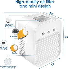 img 3 attached to 🌬️ Personal Space Evaporative Air Cooler Fan - Portable 3-in-1 AC, USB Rechargeable Desk Fan with Quiet Humidifier for Home - Portable Handle Included