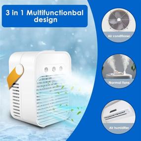 img 1 attached to 🌬️ Personal Space Evaporative Air Cooler Fan - Portable 3-in-1 AC, USB Rechargeable Desk Fan with Quiet Humidifier for Home - Portable Handle Included