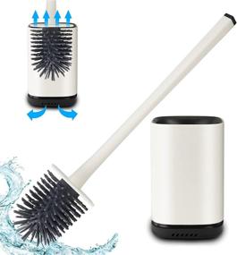 img 4 attached to Premium Silicone Toilet Brush Set: Wall Mounted, Durable Scrubber with 🚽 Long Handle & Soft Bristles for Deep Cleaning – Anti-Drip Holder Included