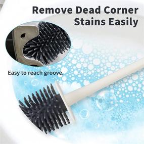 img 2 attached to Premium Silicone Toilet Brush Set: Wall Mounted, Durable Scrubber with 🚽 Long Handle & Soft Bristles for Deep Cleaning – Anti-Drip Holder Included