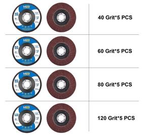 img 3 attached to 📦 MIDO Pro Abrasive Flap Discs, 4.5 Inch, 20 Pack, Assorted Grit 40 60 80 120, Aluminum Oxide Sanding Grinding Wheels, 4.5 x 7/8 Inch, Flat Type #27