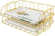 2-pack stackable letter trays organizer for desk - superbpag horizontal metal file, gold логотип