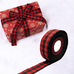 img 1 attached to Onene 100 Yards 1.5 Inches Red and Black Plaid Burlap Ribbon: Perfect for Christmas Crafts and DIY Decorations!