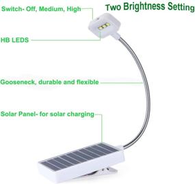 img 2 attached to 📚 Solar Rechargeable LED Book Light - Glovion Clip-on with Flexible Neck, 2 Brightness Settings - White