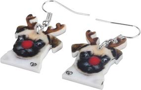 img 1 attached to 🐶 Christmas Chihuahua Acrylic Earrings for Girls - DUOWEI Jewelry