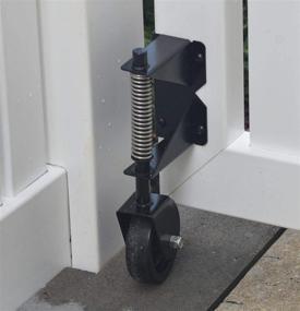 img 1 attached to 🚪 Heavy Duty Spring Loaded Swing Gate Caster for Vinyl Gates - Henson Swing Gate Wheel, 3.9-inch Diameter, Black