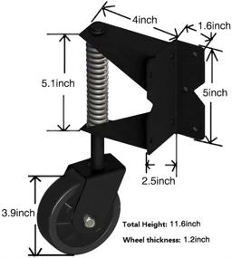 img 3 attached to 🚪 Heavy Duty Spring Loaded Swing Gate Caster for Vinyl Gates - Henson Swing Gate Wheel, 3.9-inch Diameter, Black