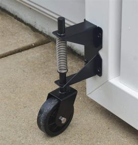 img 2 attached to 🚪 Heavy Duty Spring Loaded Swing Gate Caster for Vinyl Gates - Henson Swing Gate Wheel, 3.9-inch Diameter, Black