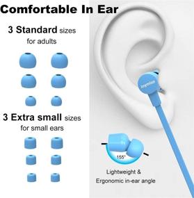 img 3 attached to Joymiso Tangle-Free Earbuds for Small Ears & Women with Case - Comfortable Lightweight In-Ear Headphones, Flat Cable Earphones with Mic & Volume Control for Cell Phone Laptop (Blue)