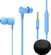 joymiso tangle-free earbuds for small ears & women with case - comfortable lightweight in-ear headphones, flat cable earphones with mic & volume control for cell phone laptop (blue) logo